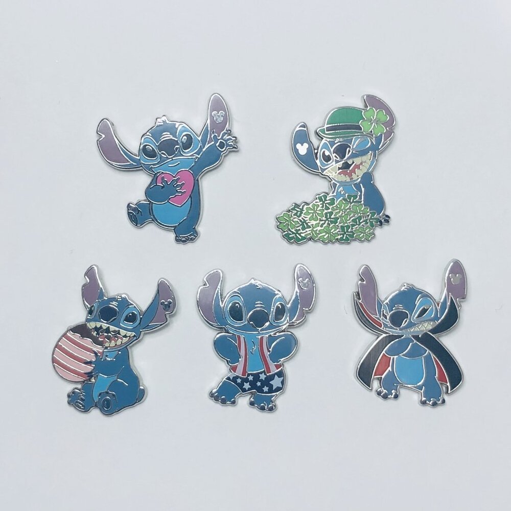 2024 Hidden Disney Stitch Holidays Complete Set Of 5 Pins